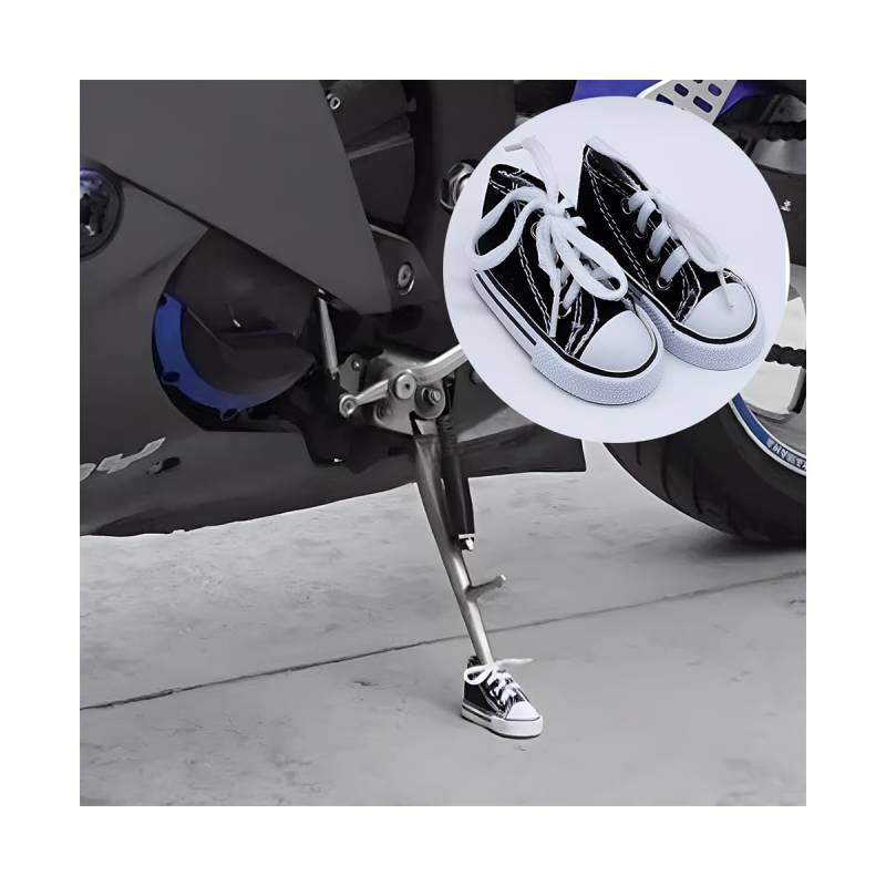 CGEAMDY Personalisierte Motorrad-Fußstütze, Kleine Schuhe Motorrad Seitenständer, Motorradständer Seitenstativ Segeltuchschuhe Dekoration, Motorrads Fahrrad Fußstütze Kleine Schuhe(Schwarz) von CGEAMDY