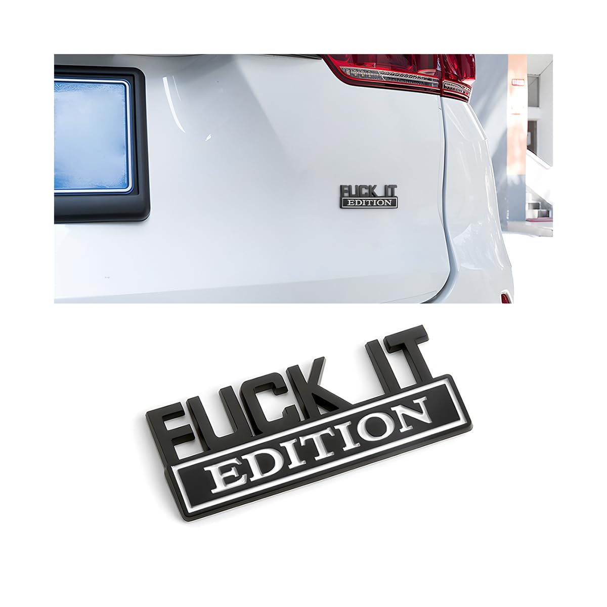 CGEAMDY Selbstklebende Auto-Emblem-Autoaufkleber, Fuck It Edition, Geeignet für Autoinnen-und Außendekoration oder Glasoberflächen 3D-Buchstaben Aufkleber (Schwarz-Weiß) von CGEAMDY