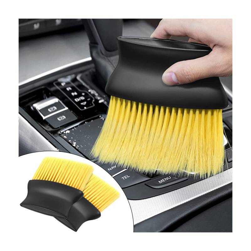 CGEAMDY Staubwerkzeug für Auto-Armaturenbrett, Soft Bristles Detailing Brush Dusting Tool, for Automotive Dashboard, Air Conditioner Vents, Leather, Computer (Gelb) von CGEAMDY