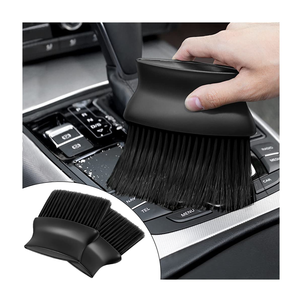 CGEAMDY Staubwerkzeug für Auto-Armaturenbrett, Soft Bristles Detailing Brush Dusting Tool, for Automotive Dashboard, Air Conditioner Vents, Leather, Computer (Schwarz) von CGEAMDY