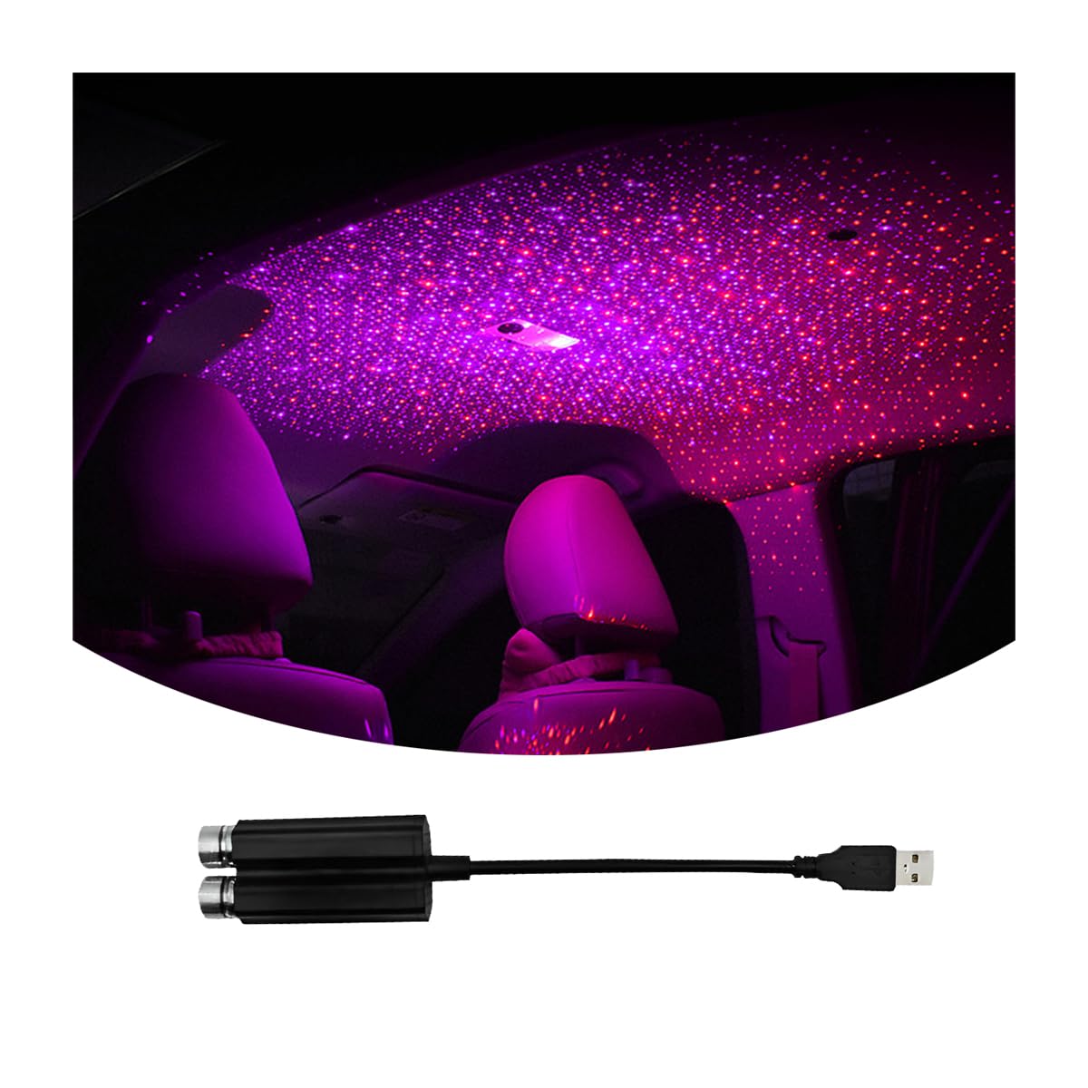 CGEAMDY USB Innenbeleuchtung Auto, 2 in 1 Autodach Sternenhimmel Atmosphäre Lampe, Auto Decke Starlight, Romantische-LED-Lampe Für Auto, Schlafzimmer, Innendecke von CGEAMDY