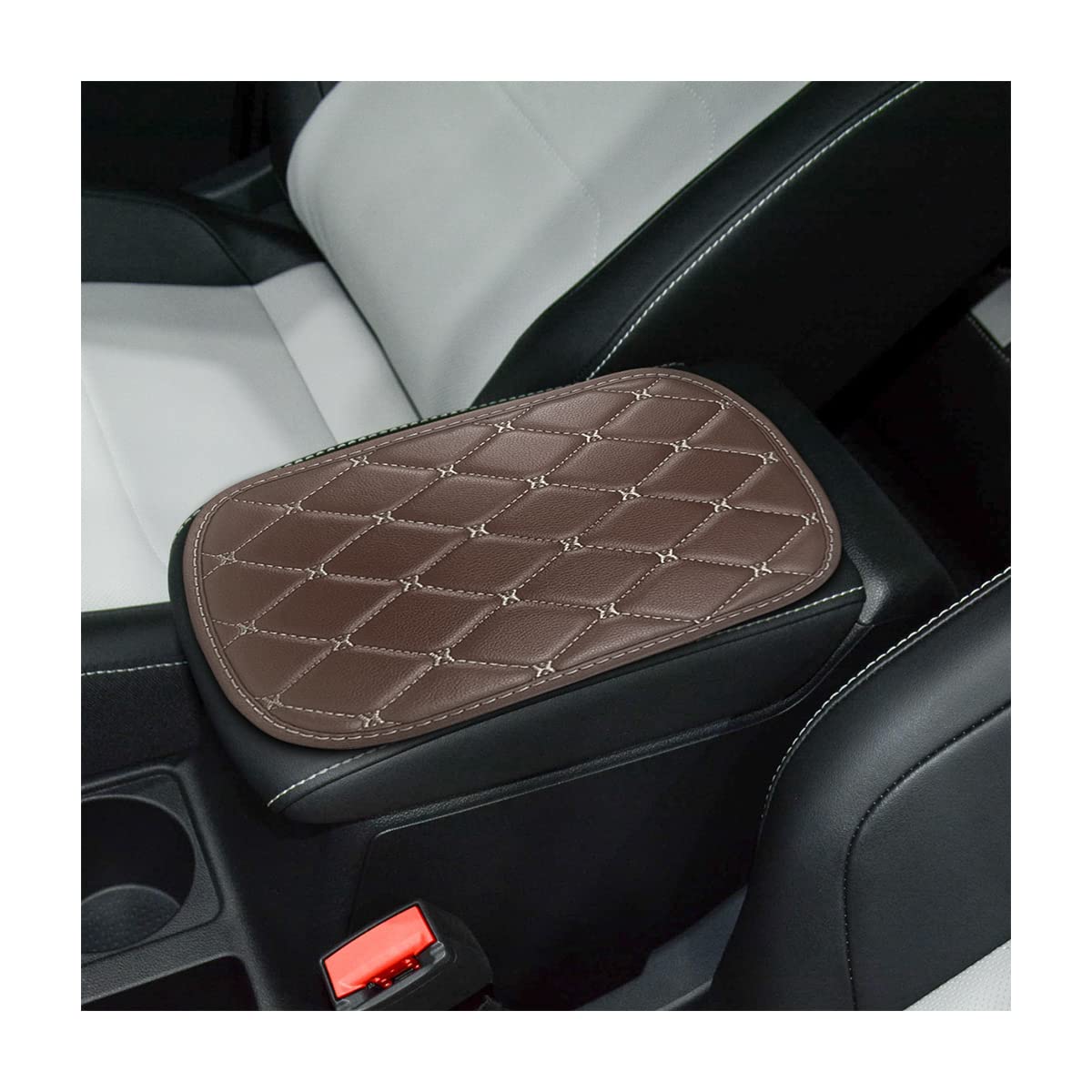 CGEAMDY Universal-Armlehnenkissen aus Leder, weich, rutschfest, wasserdicht, Autozubehör für Suv, LKW, Auto (Kaffee-Beige) von CGEAMDY