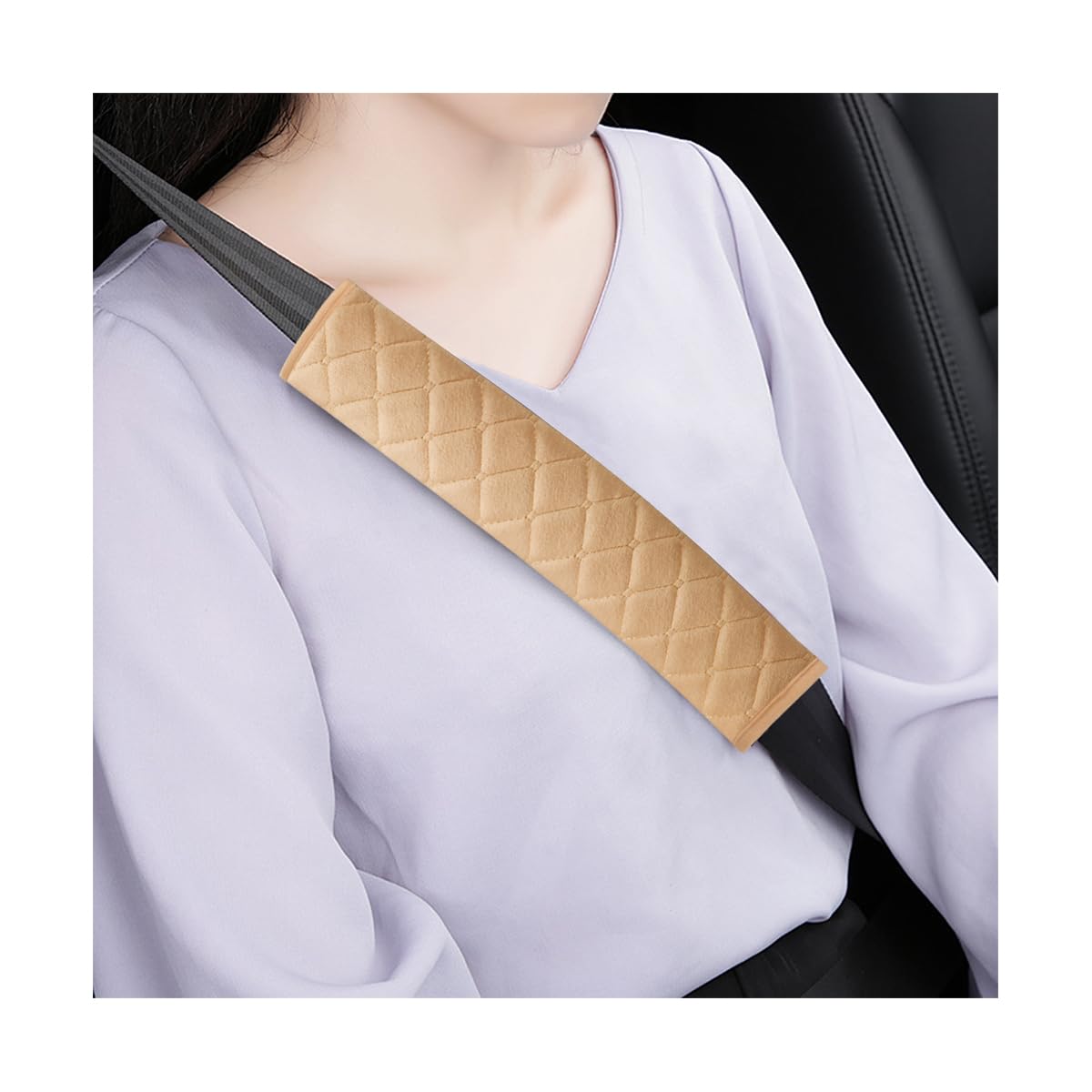 CGEAMDY Universal Sicherheitsgurt Komfortgurt-Polster, Weiche Komfortkissen Für Sicherheitsgurt, Premium Gurtpolster, Universelles Dekoratives Und Schützendes Zubehör Für Automobile(Beige) von CGEAMDY