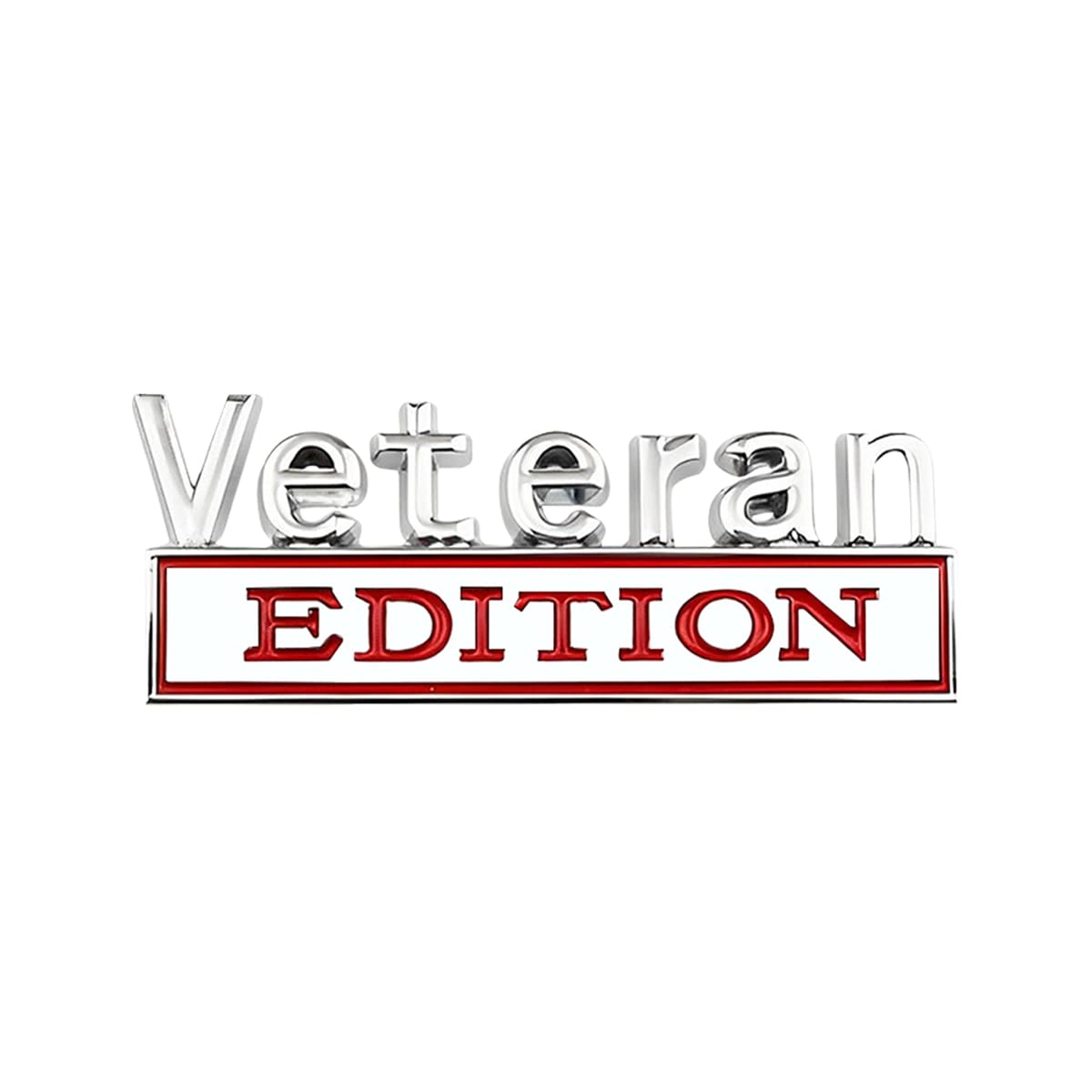 CGEAMDY Veteran Edition Emblem Aufkleber 3D Auto Aufklebers, 3D Metall Auto Aufkleber Chrom Aufklebers Emblem, Auto Aufkleber 3D Emblem Badge Abzeichen(Silber-Rot) von CGEAMDY