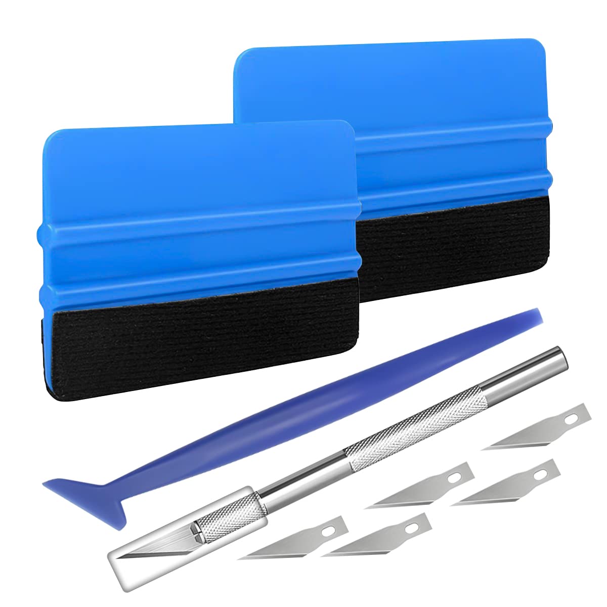 CGEAMDY Rakel für Folie, Folierungs Werkzeug Auto Folierung Set, Vinyl Wrapping Tool mit 5 Klingen, für Auto Folie, Fensterfolien, Möbelaufkleber, Tapeten(9-Teiliges Set) von CGEAMDY