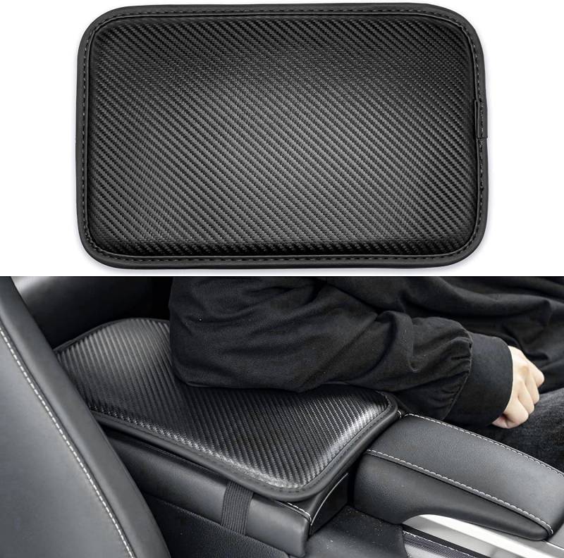 Universal-Armlehnenkissen, Bezug aus Lederfaser für die Mittelkonsole, Zubehör für den Innenschutz für die meisten Autos, SUVs und LKW (schwarz) von CGEAMDY