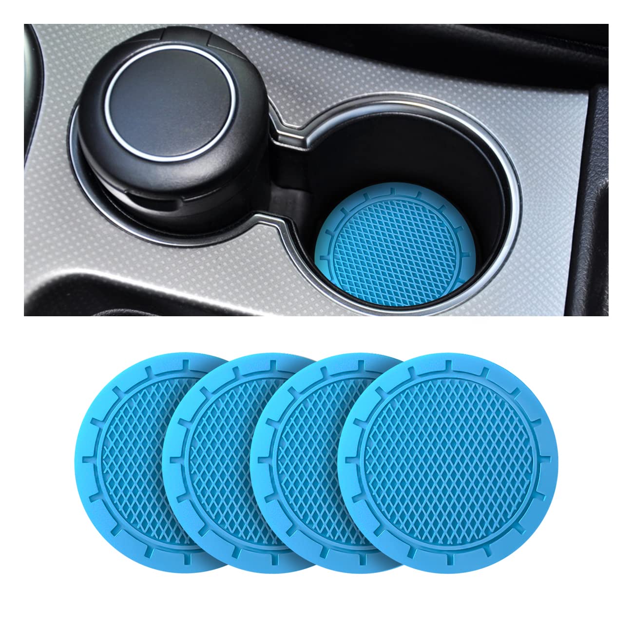 CGEAMDY Untersetzer für Becherhalter Auto, Universeller Untersetzer aus Silikon für das Auto, Anti-Rutsch Und Haltbar, 7cm Durchmesser, Autozubehör Innenbereich (Blau) von CGEAMDY
