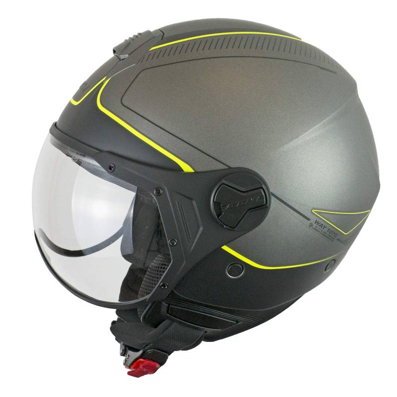 CGM Florence Way Demi-Jet-Helm für Erwachsene, anthrazit, neongelb, satiniert, XXS von CGM