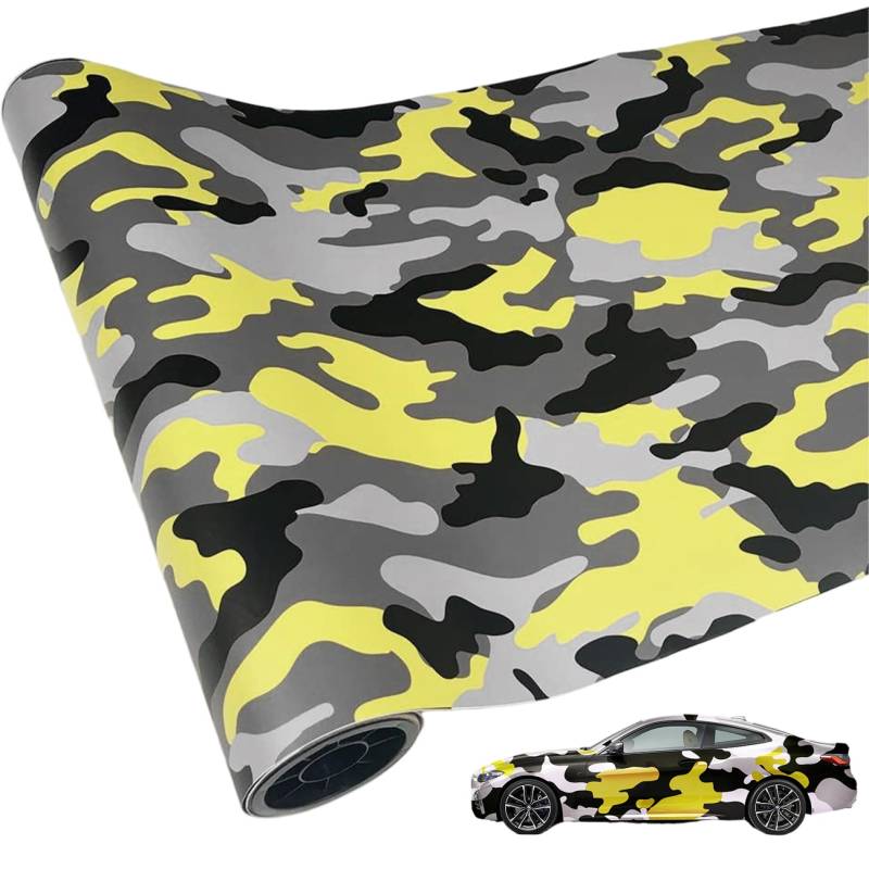 Auto Vinyl Wrap PVC Camouflage Car Wrap Film Personalisierte Modifikationsaufkleber für Automobilmotorrad -Autozubehör, Gelb, Gelb von CGTQROVR
