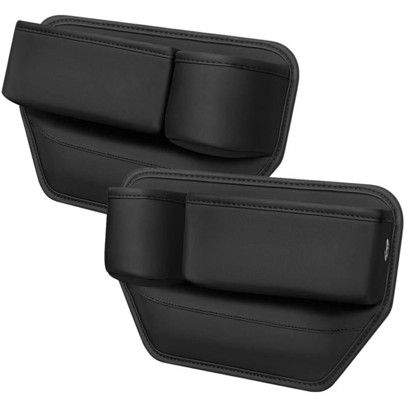 CGTQROVR 2pcs Autositzlückenfüller mit Becherhalter Leder Leder Multifunktionsfunktionsanpassungslücken Abfüller von Telefonen oder Schlüsselfallgeräten verhindern von CGTQROVR