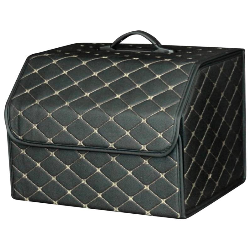CGTQROVR Auto Trunk Organizer mit Deckel & Griff Leder-Kofferraum-Organisator Nicht gewebter Faltbarer universeller Autozubehör für Aufbewahrungsautomatikzubehör, Stil 1 von CGTQROVR