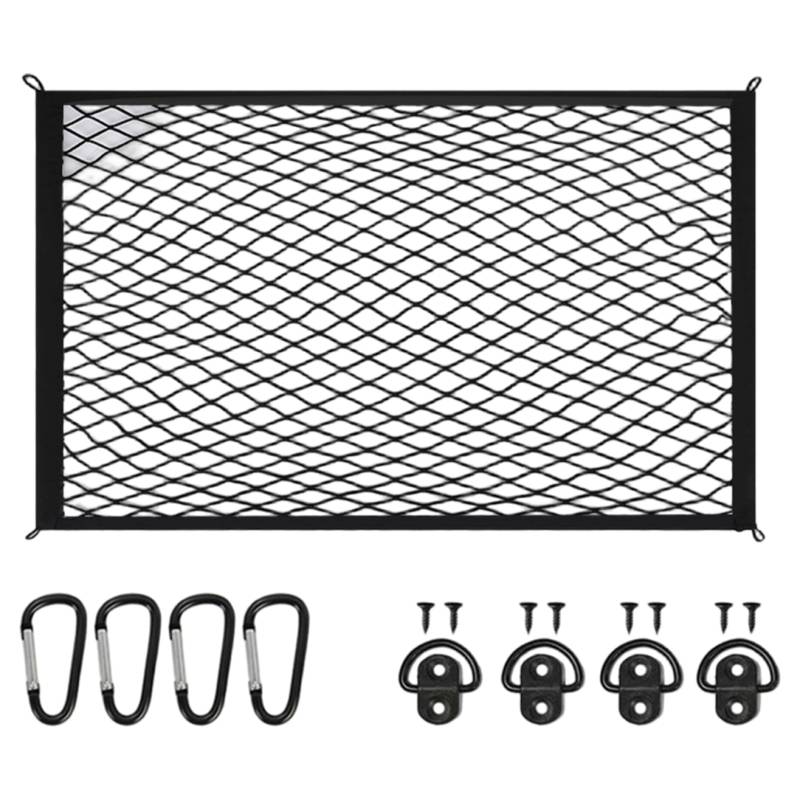 CGTQROVR Gepäcknetz einstellbare elastische einschichtige Ladungsnetz mit Hooks Universal Multipurpose Nylon Mesh Organizer für Autostiefelfahrzeug Van SUV 100 * 60 cm Autozubehör von CGTQROVR