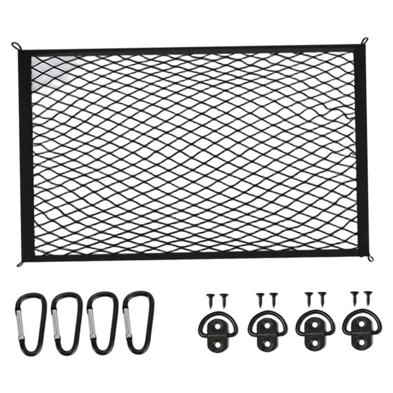 CGTQROVR Gepäcknetz einstellbare elastische einschichtige Ladungsnetz mit Hooks Universal Multipurpose Nylon Mesh Organizer für Autostiefelfahrzeug Van SUV 60 * 40 cm Autozubehör von CGTQROVR