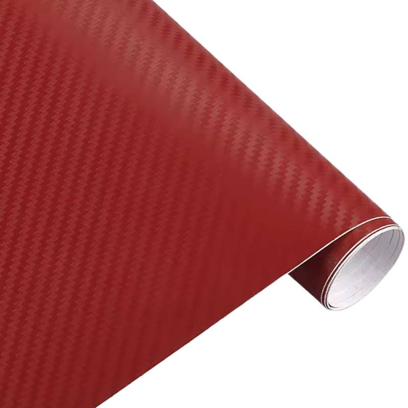 Kohlefaser -Vinyl -Wrap 12 x 60 Zoll 3D eingedickte Kohlefaser -Wrap mit Luftfreisetzblase für Auto -Autozubehör, rot von CGTQROVR