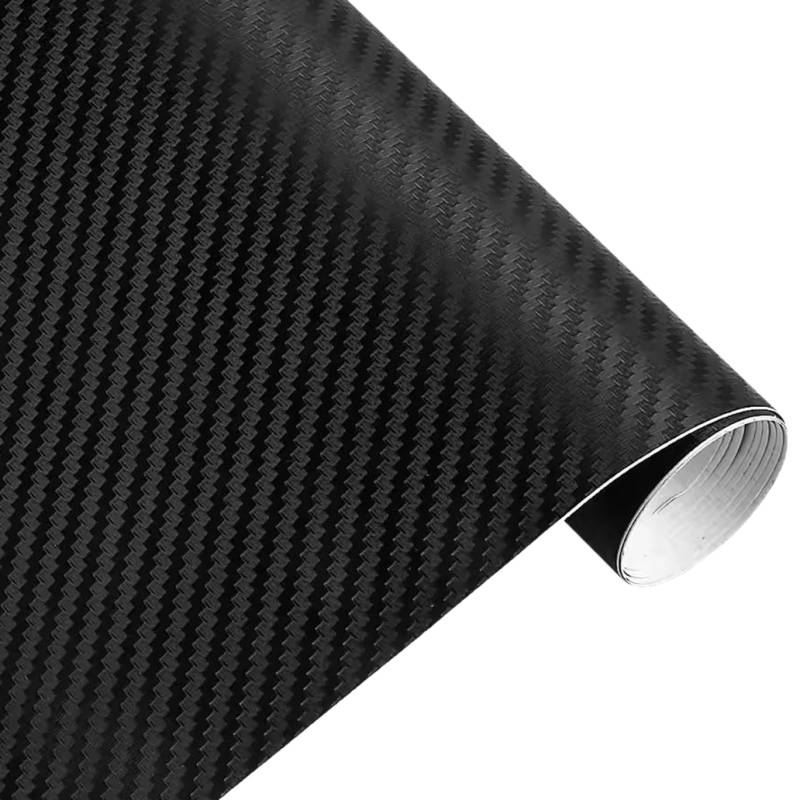 Kohlenstofffaser -Vinyl -Wrap 12 x 60 Zoll 3D eingedickte Kohlefaser -Wrap mit Luftfreisetzblase für Auto -Autozubehör, Schwarz, Schwarz von CGTQROVR