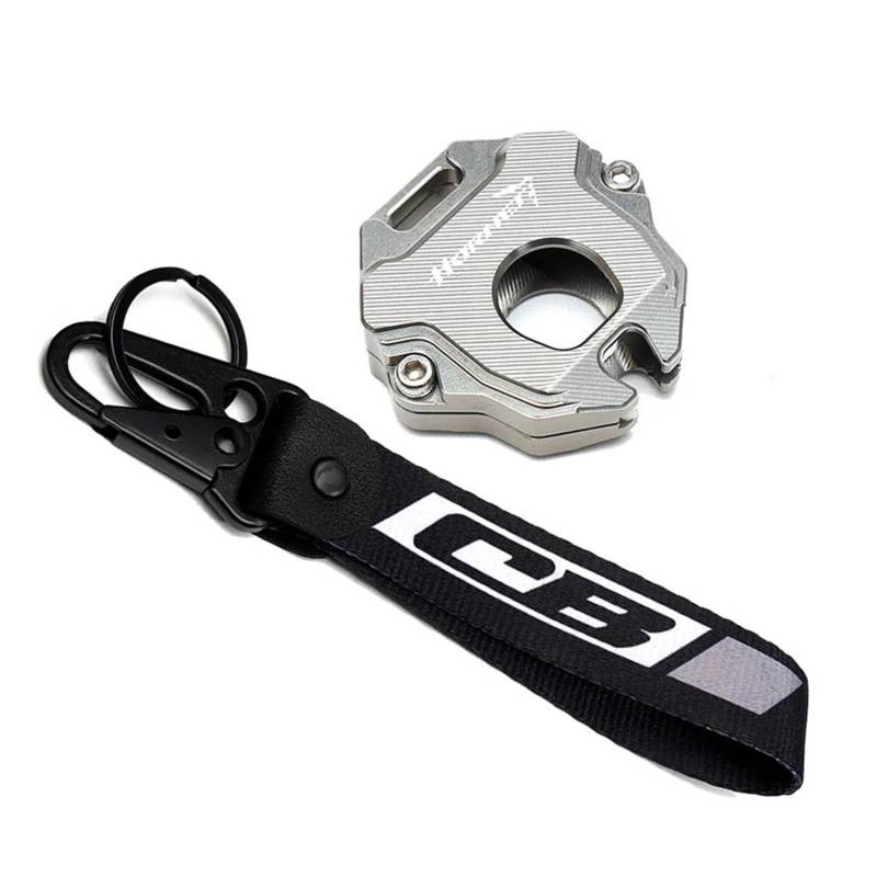 SchlüSselanhäNger Motorrad Schlüssel Abdeckung Schlüssel Fall Schlüssel Shell Schlüsselring Kette Für H&ONDA Hornet CB750 Hornet CB 750(Silver3) von CHANGBOY