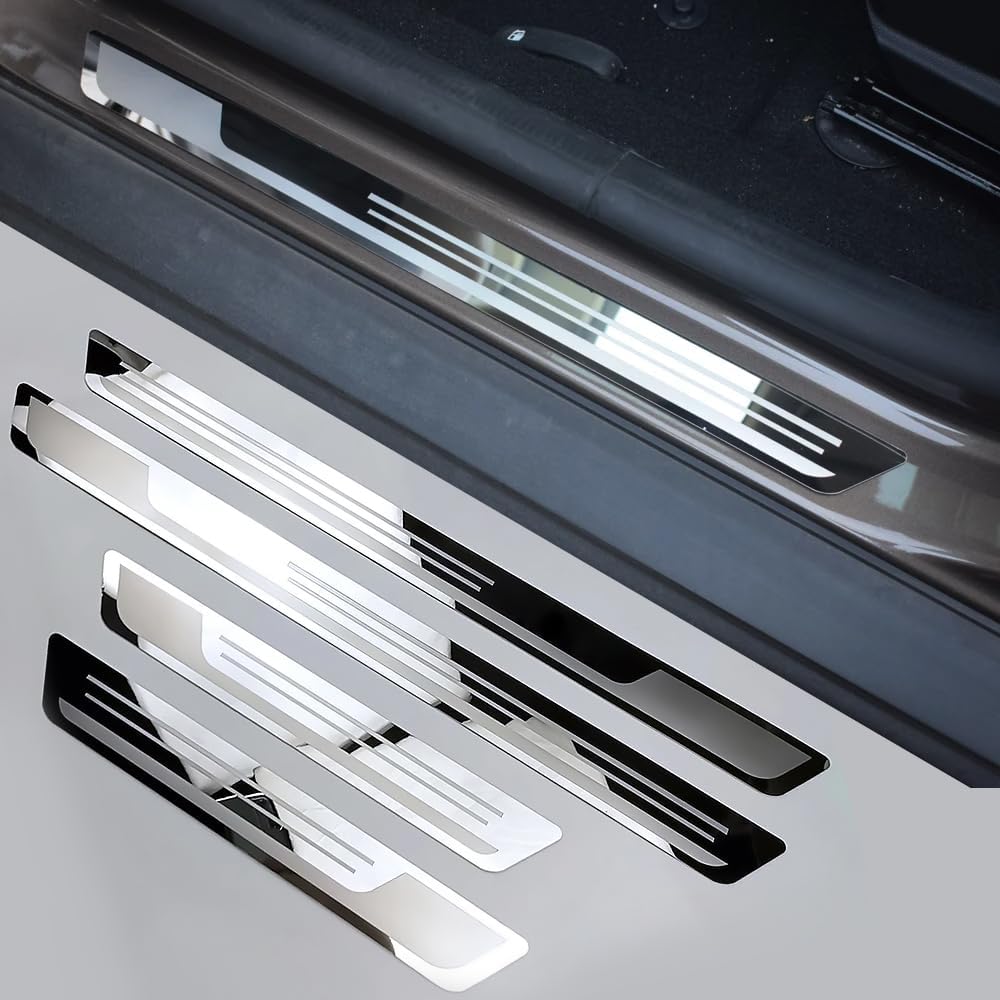 4 Stück Auto Edelstahl Einstiegsleisten Schutz für VW up! 2012-2023 (5-Türer Kompakt), Edelstahl Aufkleber Kantenschutz Styling Tuning Zubehör Aufkleber Trim rutschfest,A von CHANGKAIFA