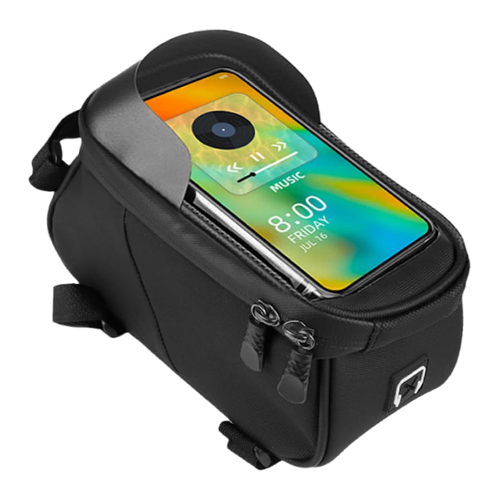 CHANGYUE Bike Front -Frame -Bag 1,5 l Radbeutel for Telefone unter 6,5 Zoll (schwarz) von CHANGYUE