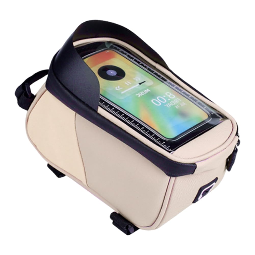 CHANGYUE Bike Front -Frame -Beutel 1,5 -l -Radbeutel for Telefone unter 6,5 Zoll (Beige) von CHANGYUE