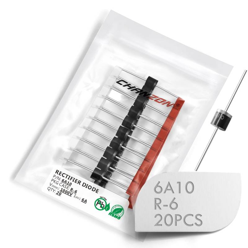 (Packung mit 20 Stück) Chanzon 6A10 Gleichrichterdiode 6A 1000V R-6 Axial 6 Ampere 1000 Volt Elektronische Siliziumdioden von CHANZON