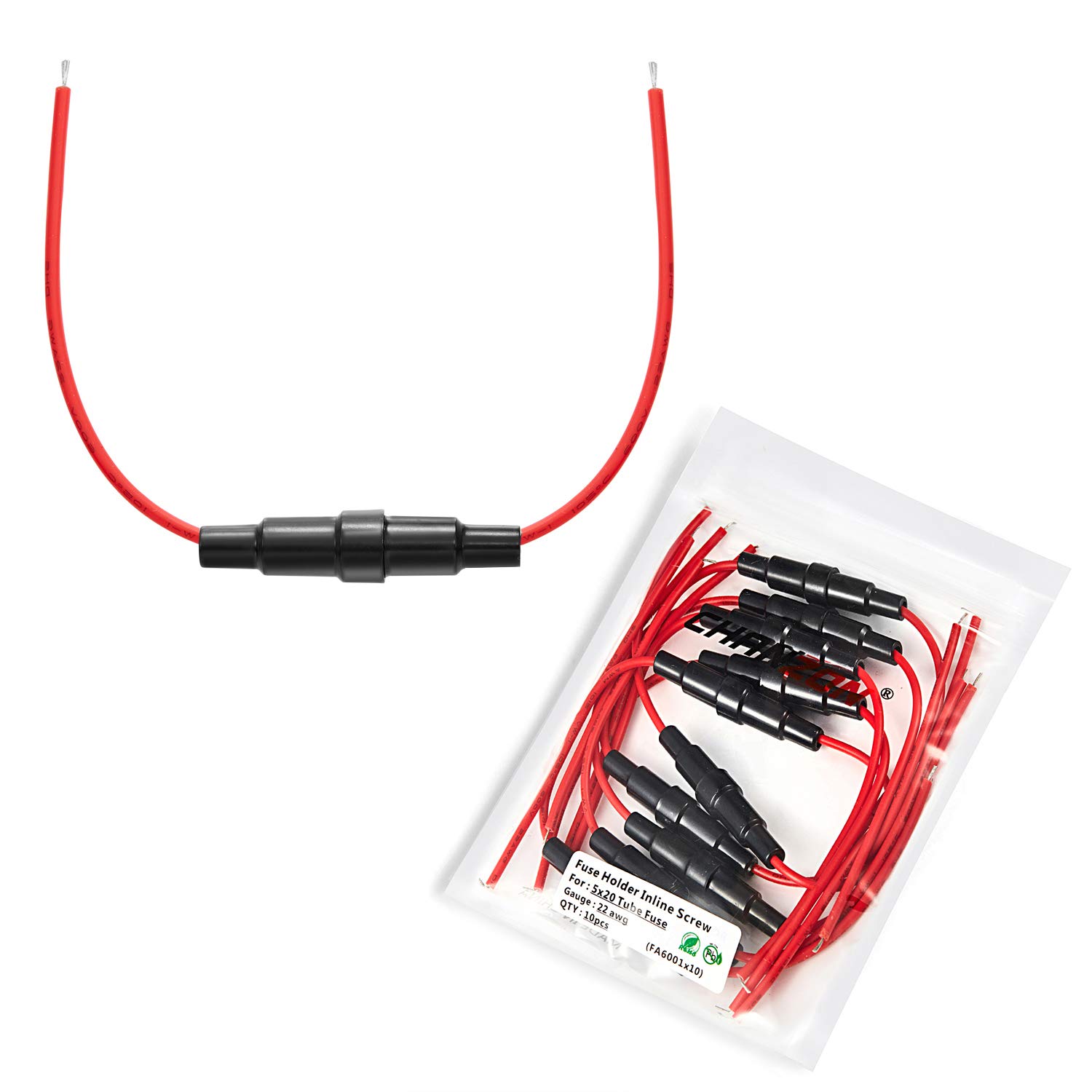 CHANZON 10 Stück 5x20 AGC-Inline-Sicherungshalter 20awg UL-Draht Wasserdichte Halter aus Kunststoff und Metall CHANZON 10 Stück 5x20 AGC-Inline-Sicherungshalter 20awg UL-Draht Wasserdichte Halter aus Kunststoff und Metall von CHANZON