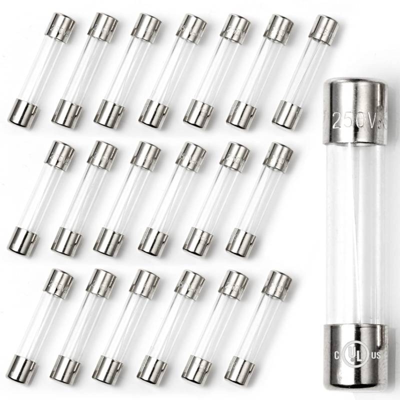 Chanzon 20 Stück VDE Prüf 6x30 1A Sicherungen Sicherung Glassicherung Glasrohrsicherung Feinsicherung Schnelle Glas Sicherung AGC-Glaspatronen-Rohrsicherung träge 250V von CHANZON