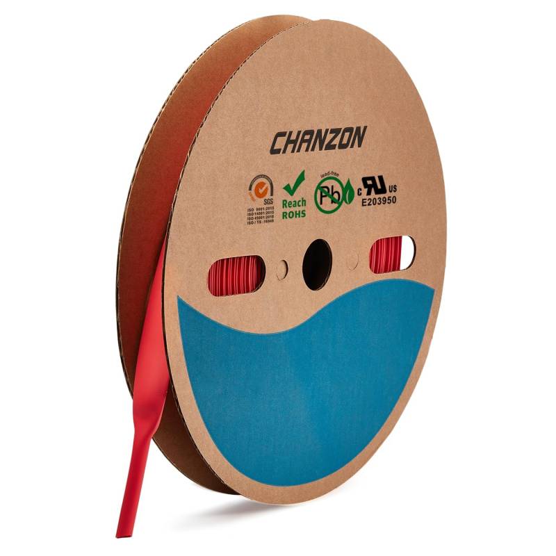 Chanzon Verhältnis 2:1 – 80 Fuß Rolle – 15/32 Zoll (12 mm) Schrumpfschlauch 2:1 (25 m Gesamtlänge), rote Polyolefin-Schlauchfolie, schrumpfend 2 auf 1, 1 Stück von CHANZON