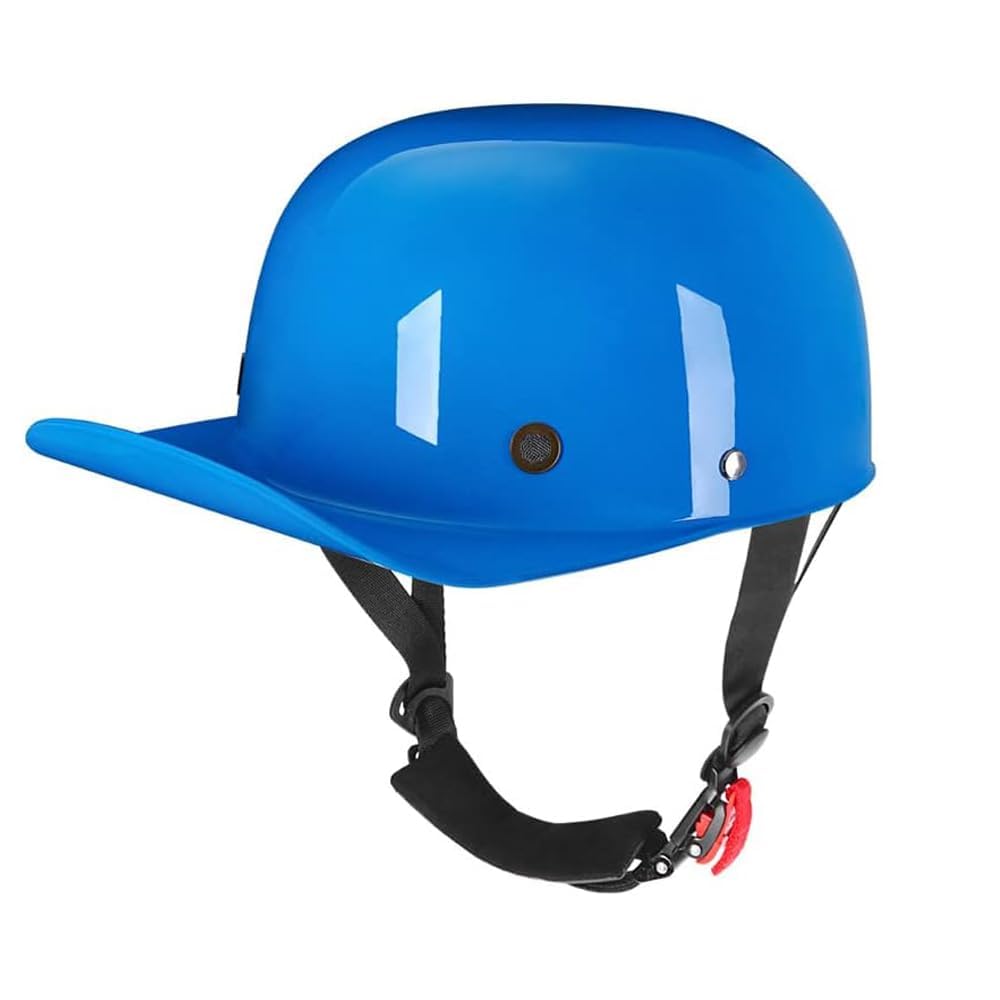 Halbhelme Motorradhelm, Halbschalenhelm Mit ECE Genehmigt Brain-Cap Halbschale Roller-Helm Baseball-Helme Motorrad Halbhelm Helm Retro FüR Erwachsene Herren Damen (XL,Blau) von CHAO YANG