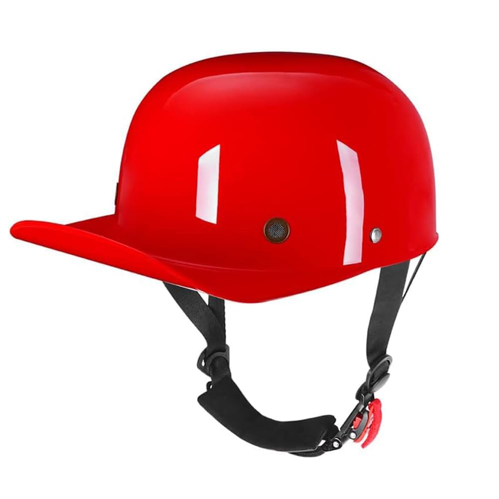 Halbhelme Motorradhelm, Halbschalenhelm Mit ECE Genehmigt Brain-Cap Halbschale Roller-Helm Baseball-Helme Motorrad Halbhelm Helm Retro FüR Erwachsene Herren Damen (XL,Rosa) von CHAO YANG