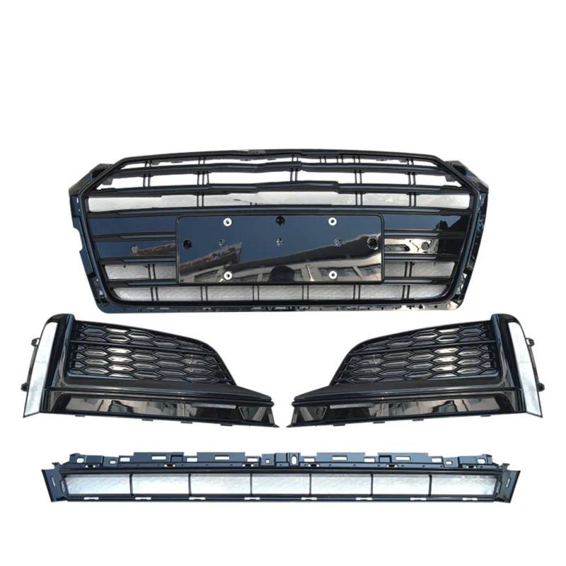 CHEFRU Kompatibel Mit A5 B9 S5 2017 2018 2019 2020, Auto-Frontstoßstangengrill, Nebelscheinwerfer-Abdeckungsrahmen, Auto-Nebelscheinwerfer-Kühlergrill stoßstange Grill(All Set) von CHEFRU