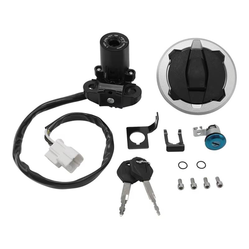 CHEFRU Motorrad Zündschalter Kompatibel Mit Für Ninja650 Für Z650 2017 2018 2019 2020 2021 2022 2023 Motorradzubehör Tankdeckel Zündschalter Schloss Set von CHEFRU