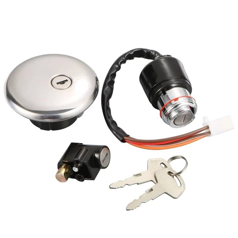 CHEFRU Motorrad Zündschalter Kompatibel Mit Suzuki Für Gn125 1982-2001 Motorradzubehör Zündanlassschalterschloss Tankdeckel Juckreizstecker Schlüsselschlosssatz von CHEFRU