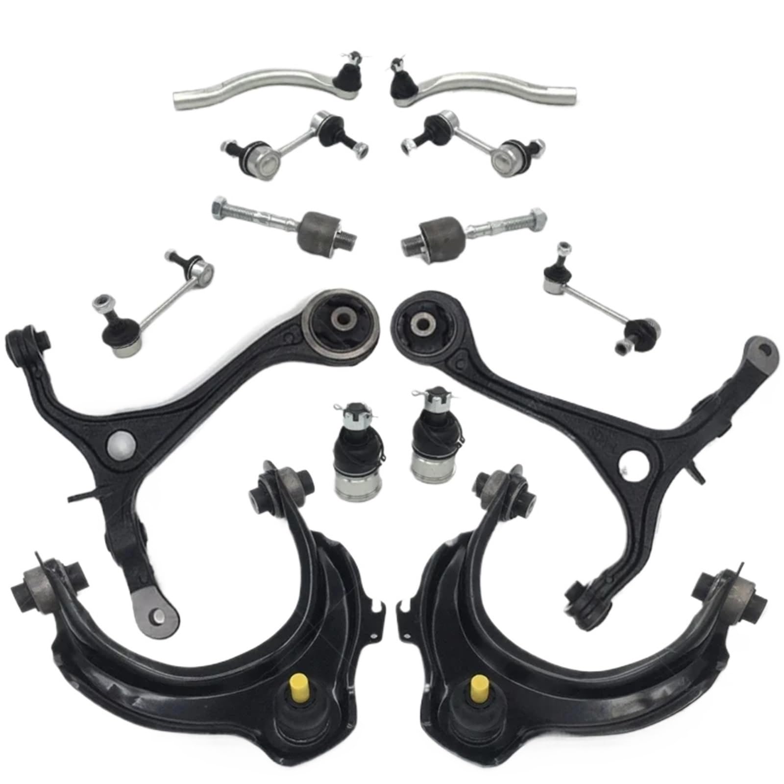 CHEFRU Querlenker Mit Lager Kompatibel Mit Accord 2003 2004 2005 2006 2007 OEM: K620617 K620616 14-teiliges Vorderes Oberes Unteres Querlenker-Stabilisator-Spurstangenmanschetten-Set von CHEFRU