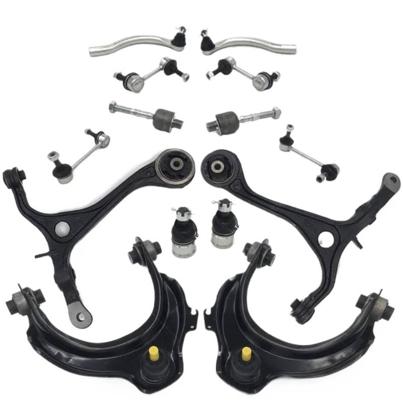 CHEFRU Querlenker Mit Lager Kompatibel Mit Accord 2003 2004 2005 2006 2007 OEM: K620617 K620616 14-teiliges Vorderes Oberes Unteres Querlenker-Stabilisator-Spurstangenmanschetten-Set von CHEFRU