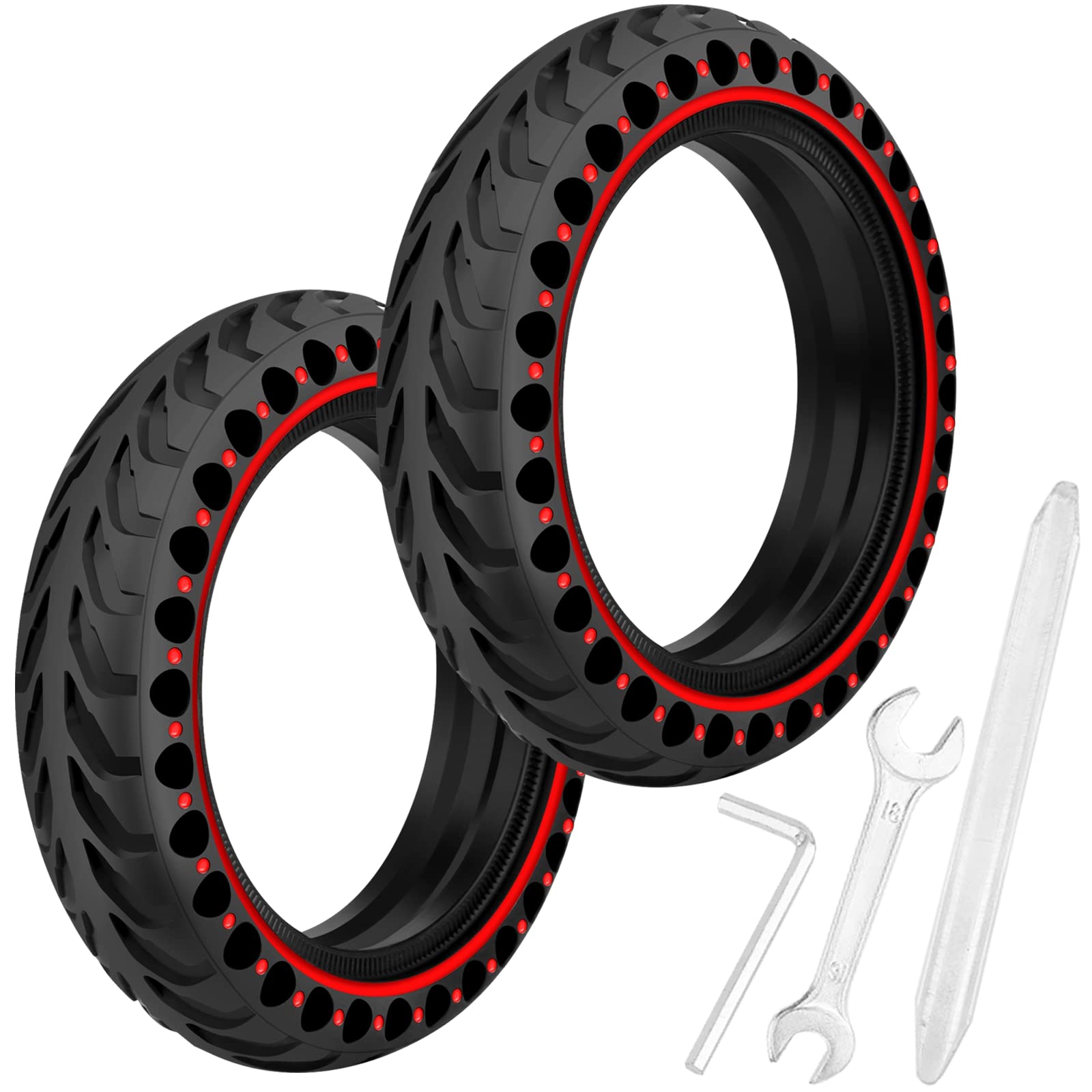 Solid Reifen kompatibel mit Xiaomi Pro 2 / M365 / M365 Pro / 1S / Essential, 8 1/2 x 2 Ersatz Vollgummireifen kompatibel mit 8.5 Zoll Roller Reifen (Rot) von Duraplusio