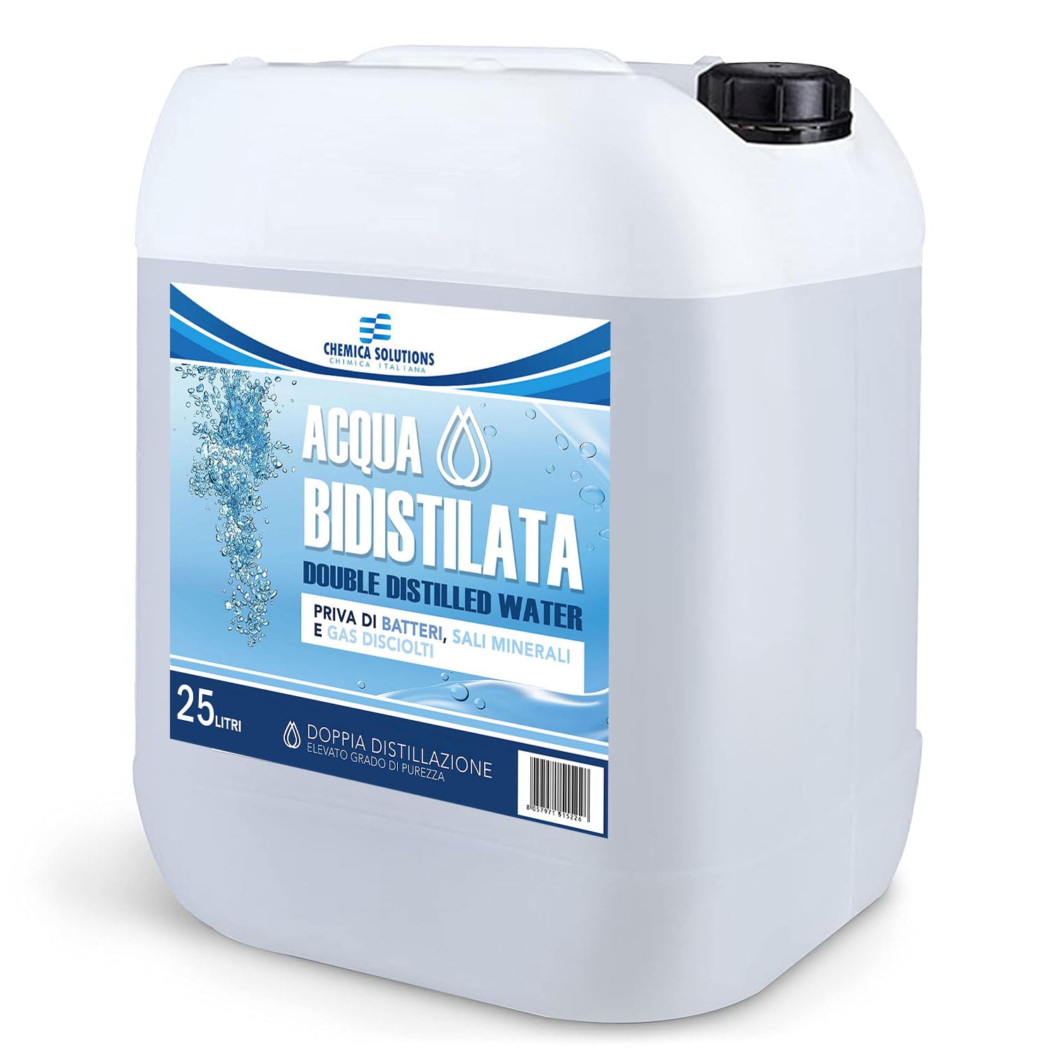 CHEMICA SOLUTIONS Bidestilliertes Wasser für den industriellen und klinischen Gebrauch, 25 Liter, zweimal destilliert, deineralisiert, hergestellt in Italien CHEMICA SOLUTIONS Bidestilliertes Wasser für den industriellen und klinischen Gebrauch, 25 Liter, zweimal destilliert, deineralisiert, hergestellt in Italien von CHEMICA SOLUTIONS