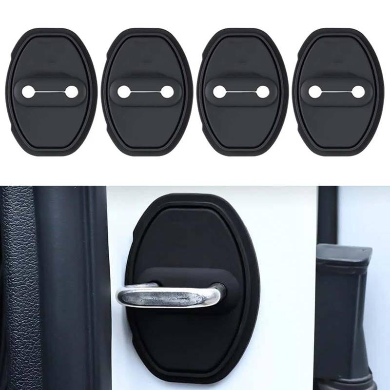 4 Stück Schutz für Türverriegelung, Auto Türschloss Abdeckung Türschlossabdeckung Schutzkappe, Silikon Türschloss Schutzabdeckung, Auto Türschloss Abdeckung Protector für Auto Dekor (Schwarz) von CHENRI