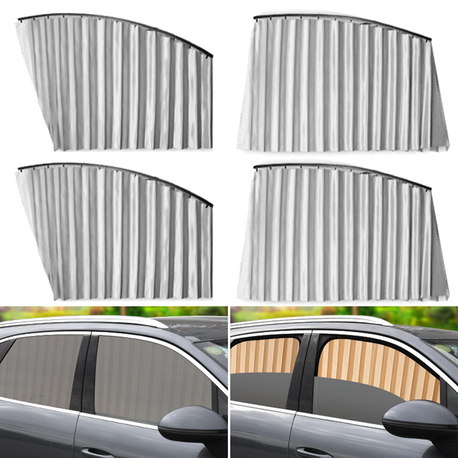 Universal Fit Magnetic Car Side Window Privacy Sunshade, Magnetische Auto Seitenfenster Sichtschutz Sonnenblende, Sonnenschutz Auto, Einziehbare Sonnenschutz für Personenkraftwagen (Silber) von CHENRI