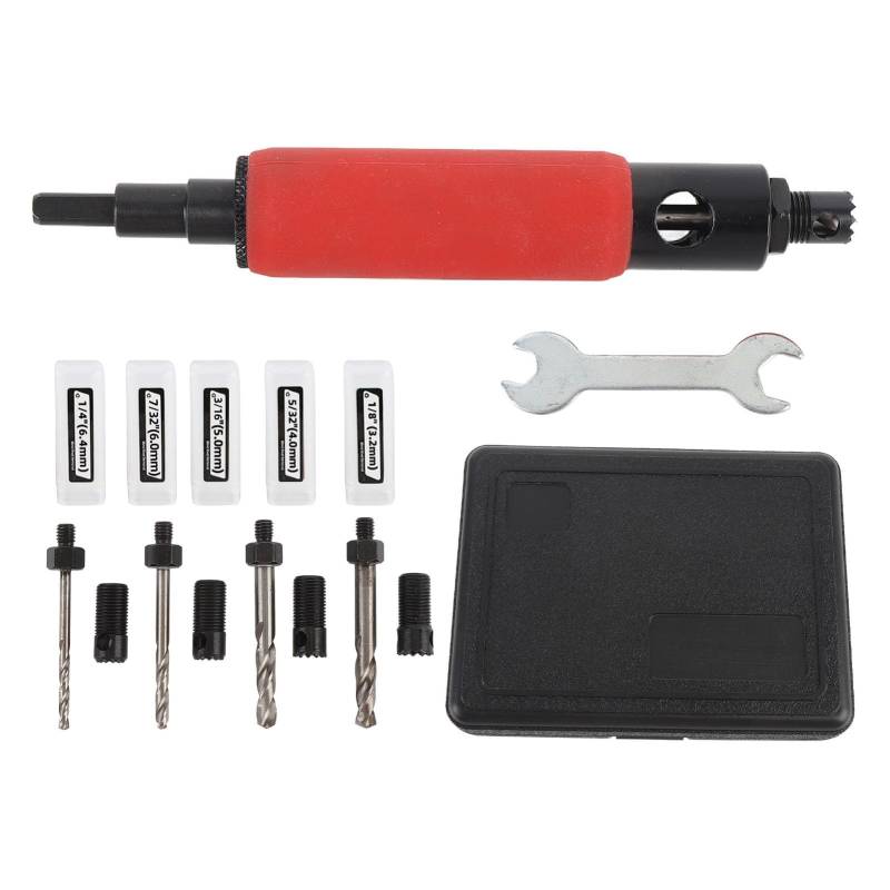 CHEOTIME Blind Rivet Remover Tool Kit, Alloy Steel Rivet Puller, Precise Removal Tool, 5/32-3/16In Dome Flat Head Rivets for 1/4In Drill Electric Drill von CHEOTIME