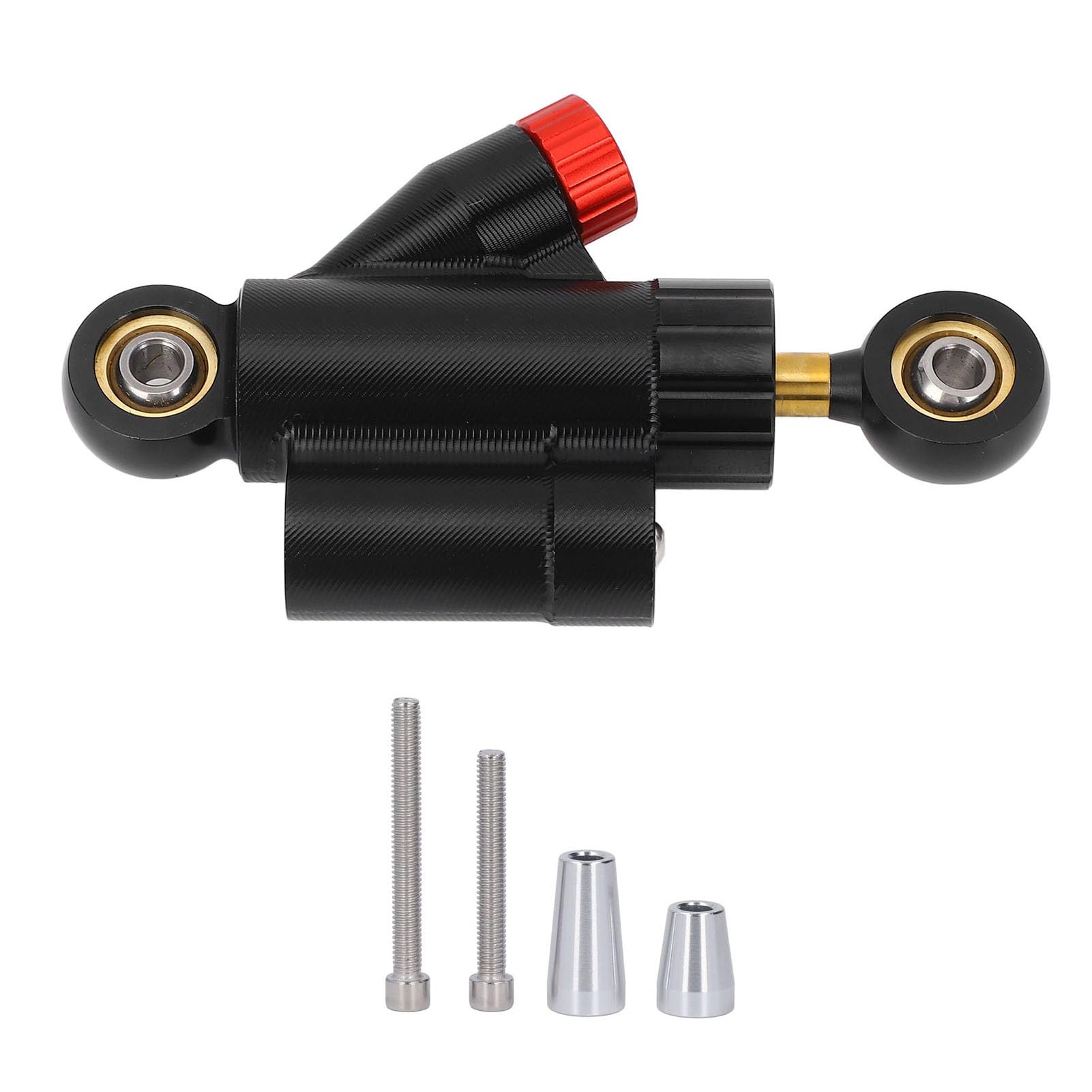 Cheotime Motorcycle Lenkung Dämpfer, CNC Aluminiumlegierung universeller Lenkdämpfer Stabilisator Sicherheitskontrolle Ersatz Lenkung Dämpfer für Street Bike Motorrad (Schwarz) von CHEOTIME