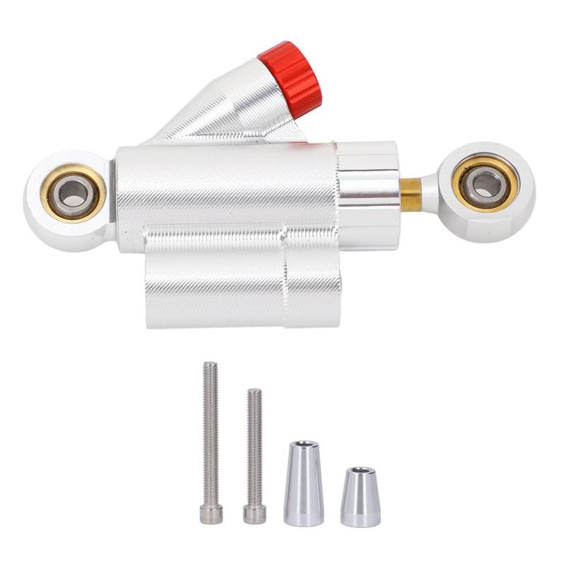 Cheotime Motorcycle Lenkung Dämpfer, CNC Aluminiumlegierung universeller Lenkdämpfer Stabilisator Sicherheitskontrolle Ersatz Lenkung Dämpfer für Street Bike Motorrad (Silber) von CHEOTIME