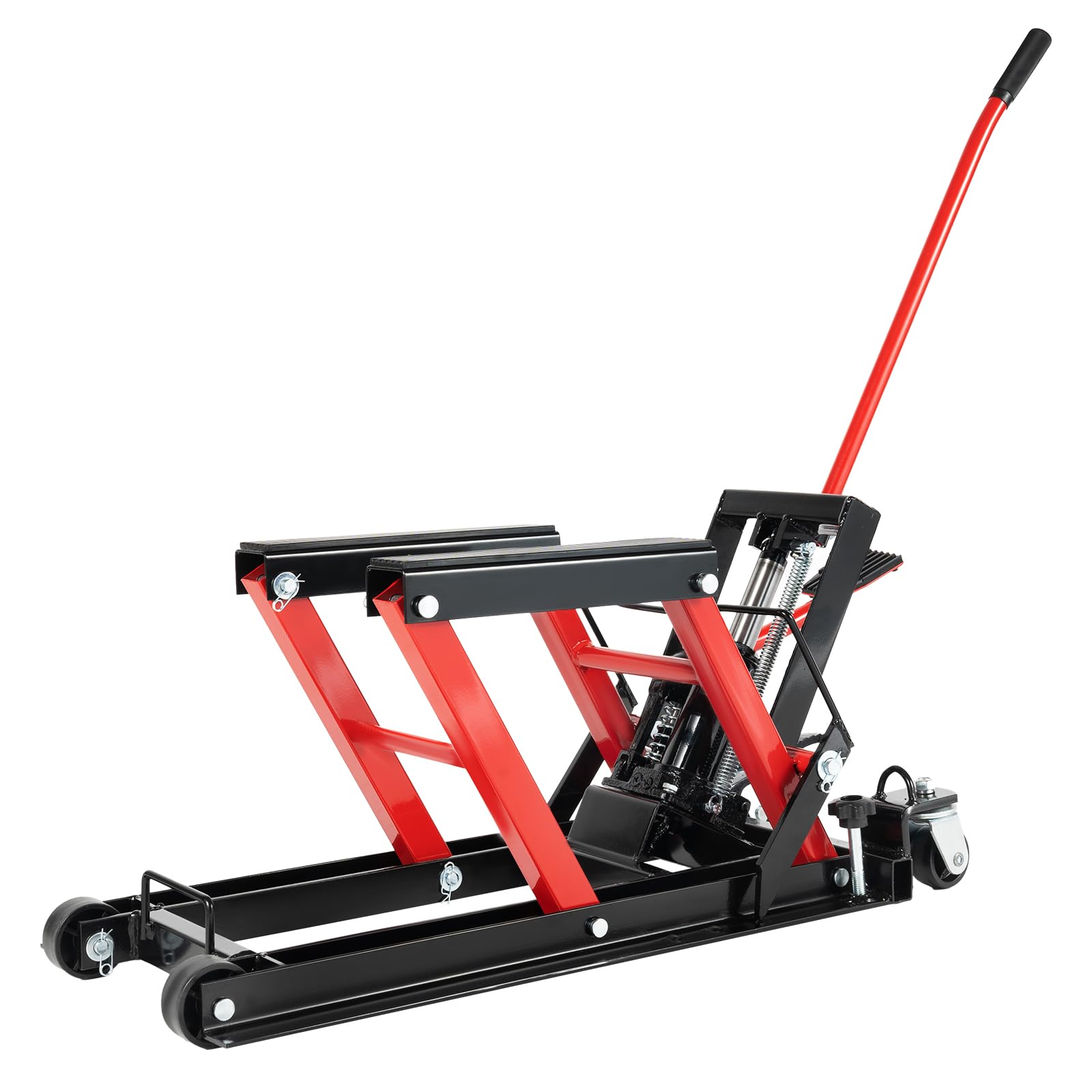 Motorradheber, 680kg Kapazität Hydraulik Motorradhebebühne Montagebock Motorrad Hebebühne Klapp Hebebühne Scherenheber Quadheber ATV Quad Lifter Klapp Ständer für Fahrräder Geländewagen (Rot) von CHERIKIU