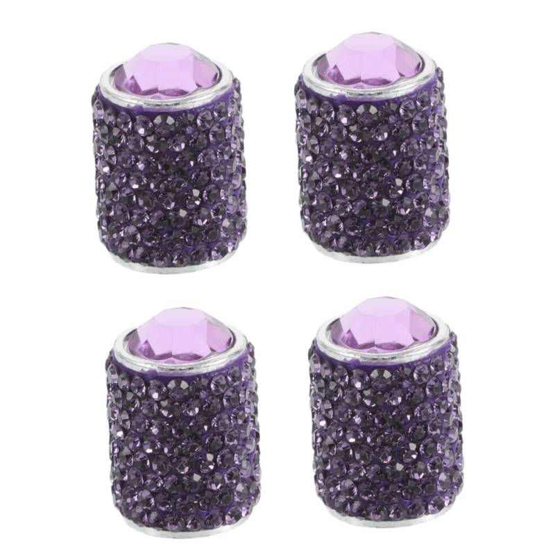 CHICAMPERA 4 Stück Ventilkappe Bling Reifenventilschaftkappen Strass-Accessoire fürs Auto Reifenkappen für Autos Auto Reifen -Stielkappen Bling zubehör Strasssteine Violet von CHICAMPERA