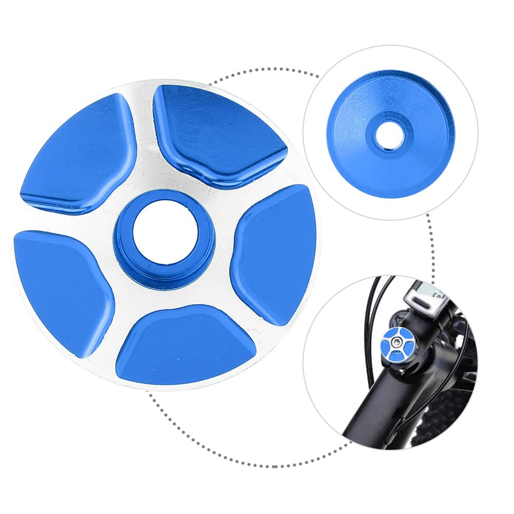 Aluminiumfaden ohne Straßenrad Bike Stiel Headset Cap Elegante Fahrrad Top Cap Cover Leichtes Fahrradzubehör für -Blau, Silber, Silber (Blue) von CHICIRIS