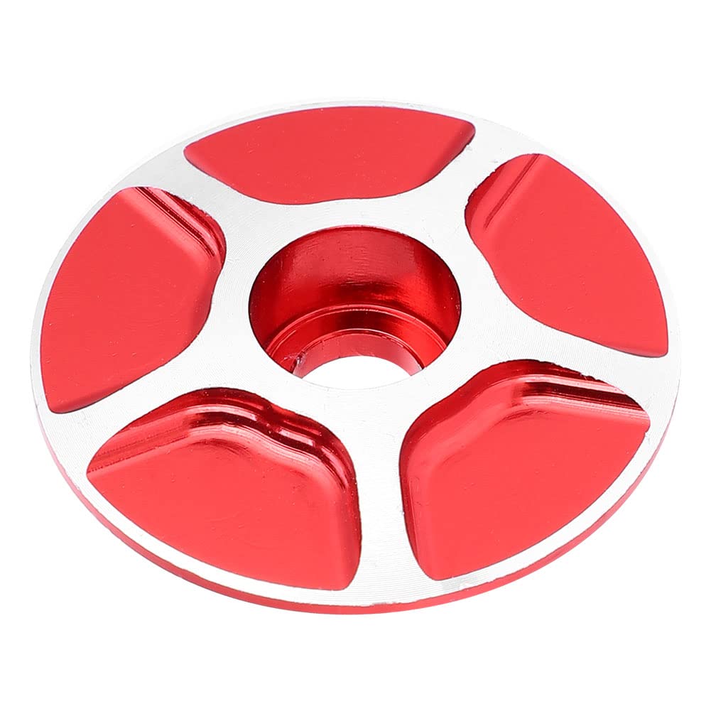 Aluminiumfaden ohne Straßenrad Bike Stiel Headset Cap Elegante Fahrrad Top Cap Cover Leichtes Fahrradzubehör für -Blau, Silber, Silber (Rot) von CHICIRIS