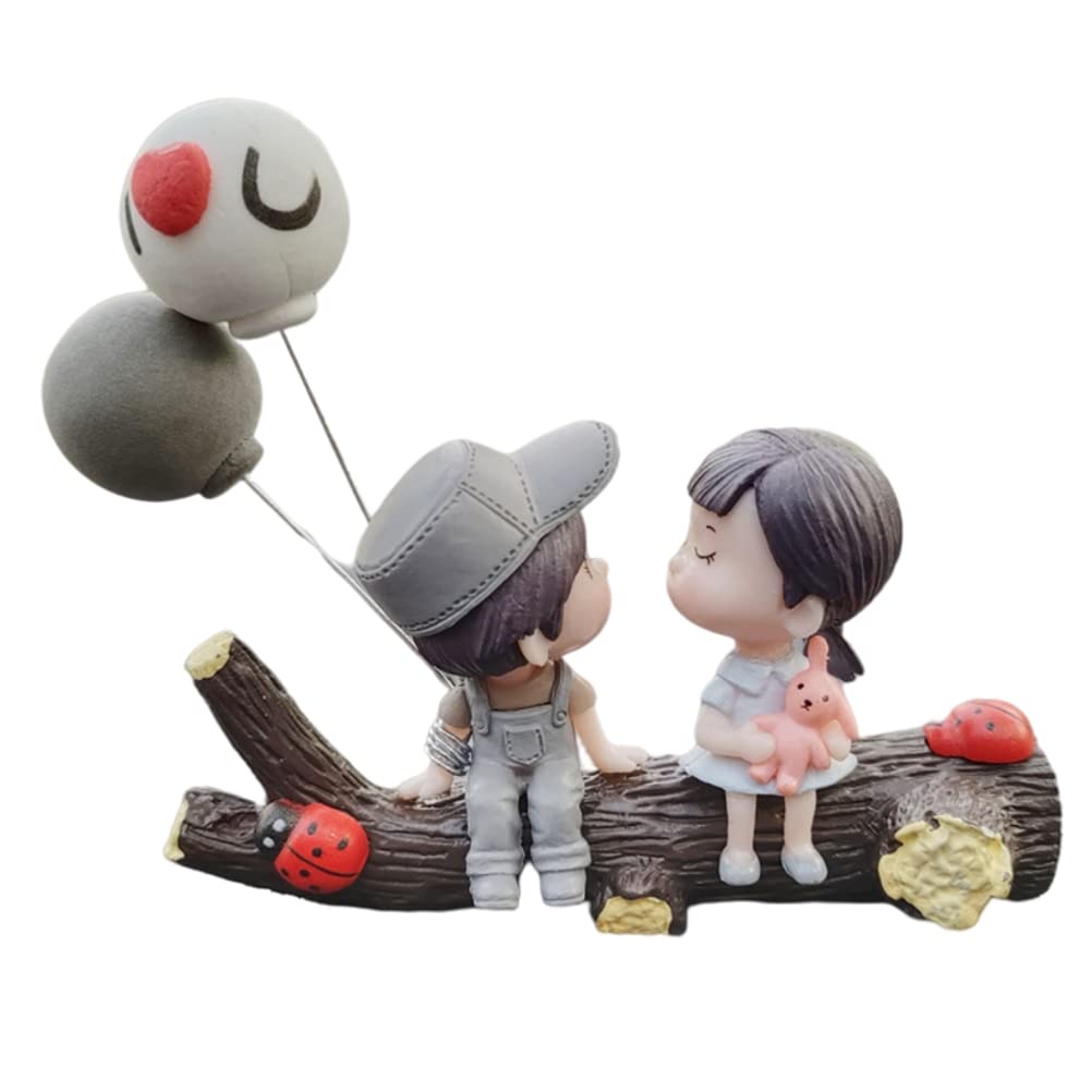 CHICIRIS Auto -Armaturenbrettdekoration, Süße Auto -Armaturenbrett -Ornamente, Schönes Paar Küsse Boy Girl Car Ornament Auto Innenausstattung (BaumPaarPaar(Grau)+LiebeBallon) von CHICIRIS