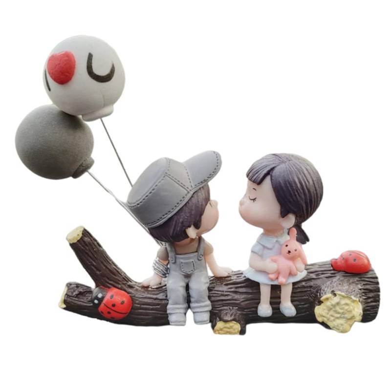 CHICIRIS Auto -Armaturenbrettdekoration, Süße Auto -Armaturenbrett -Ornamente, Schönes Paar Küsse Boy Girl Car Ornament Auto Innenausstattung (BaumPaarPaar(Grau)+LiebeBallon) von CHICIRIS