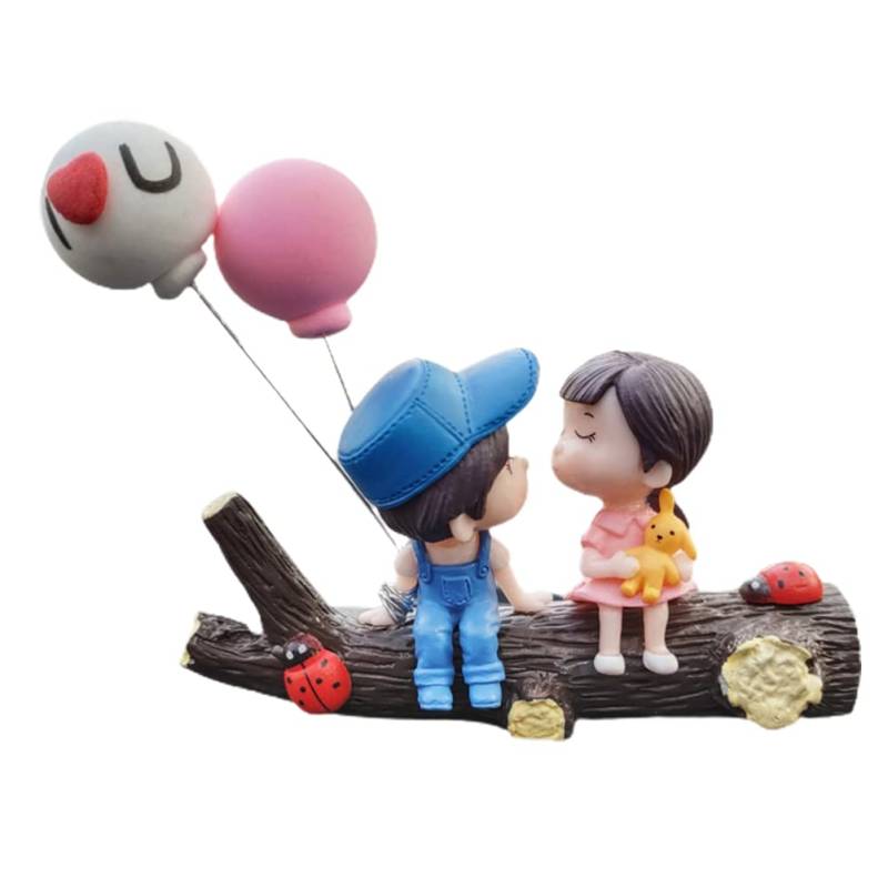 CHICIRIS Auto -Armaturenbrettdekoration, Süße Auto -Armaturenbrett -Ornamente, Schönes Paar Küsse Boy Girl Car Ornament Auto Innenausstattung (TreeCoupleCouple(BluePowder)+LoveBallon) von CHICIRIS