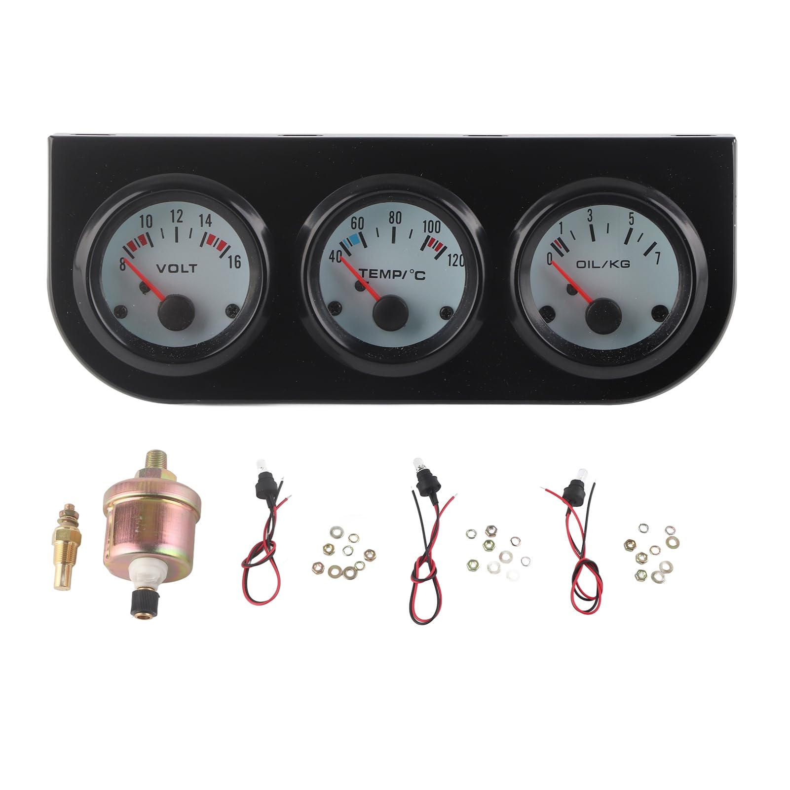 CHICIRIS Auto-Öldruckmesser, Öltemperaturmesser, Universal-Auto-Dreifach-Kit Wassertemperatur-Volt und Öldruckmesser 52-mm-Instrument CHICIRIS Auto-Öldruckmesser, Öltemperaturmesser, Universal-Auto-Dreifach-Kit Wassertemperatur-Volt und Öldruckmesser 52-mm-Instrument von CHICIRIS