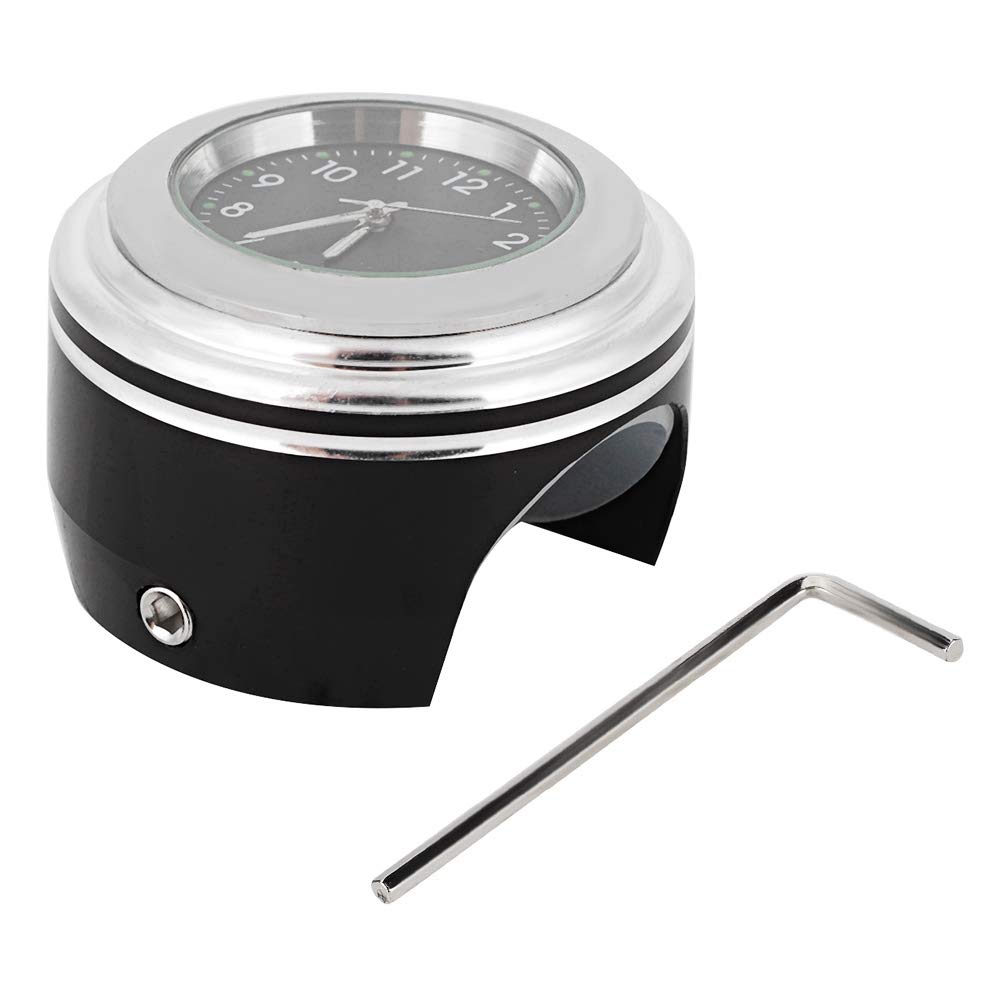CHICIRIS Motorrad Uhr, Motorrad Modifikation Lenker Mount Wasserdicht Quarz Uhr Zubehör (Schwarzes Zifferblatt mit weißem Gesicht) von CHICIRIS